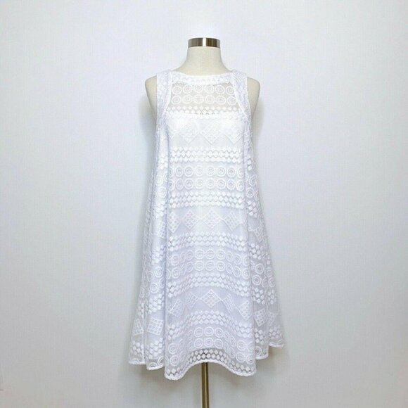 Donna Morgan Dress Women Size 4 Tent Sleeveless Lace Overlay - Picture 1 of 5